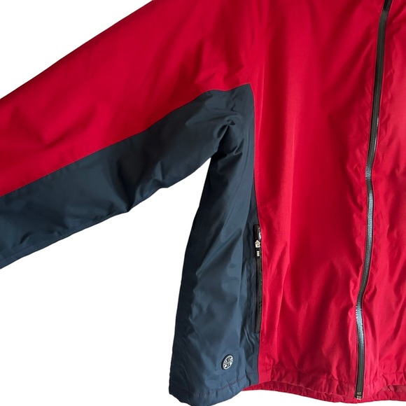 Lands' End Red & Navy Blue Hooded Zip Up Waterproof Mens  Jacket XL - Picture 5 of 15